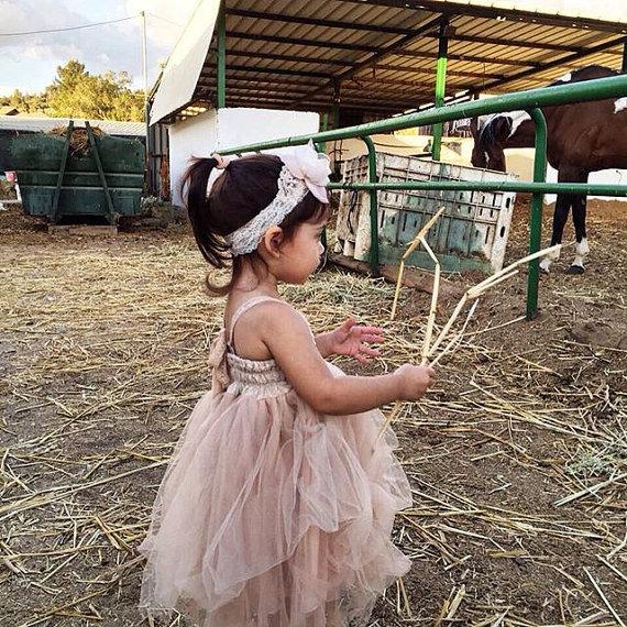 Dusty Pink Sequins A-line Tulle Flower Girl Dresses, Lovely Little gir AlineBridal Dusty Pink Sequins A-line Tulle Flower Girl Dresses, Lovely Little gir AlineBridal