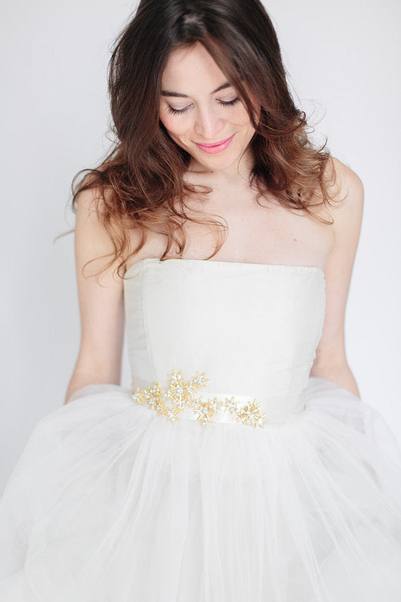 Gold Star Bridal Sash, Crystals Pearl Wedding Sash,Skinny Bridal Sash, AlineBridal Gold Star Bridal Sash, Crystals Pearl Wedding Sash,Skinny Bridal Sash, AlineBridal