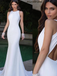 Vintage Jewel Neck Halter Mermaid Long Wedding Dress, WD3008