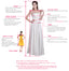 Light Grey Lace Satin Sleeveless V-neck High Side Splits Long Prom Dresses ,PD0136