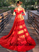 Elegant Off shoulder Sleeveless A-line Long Prom Dress, PD3554