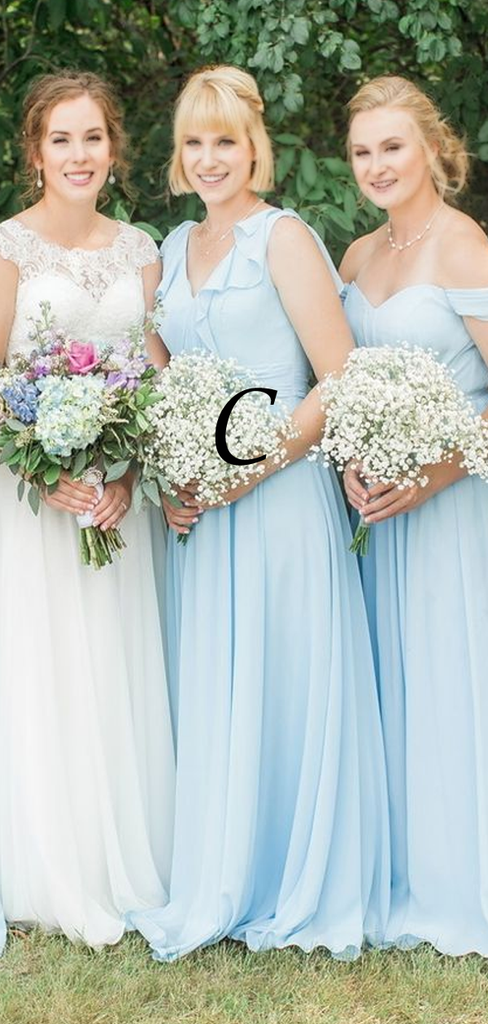 Multi Style Chiffon Long A-line Bridesmaid Dresses, BD3016