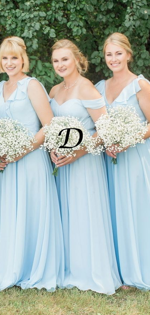 Multi Style Chiffon Long A-line Bridesmaid Dresses, BD3016
