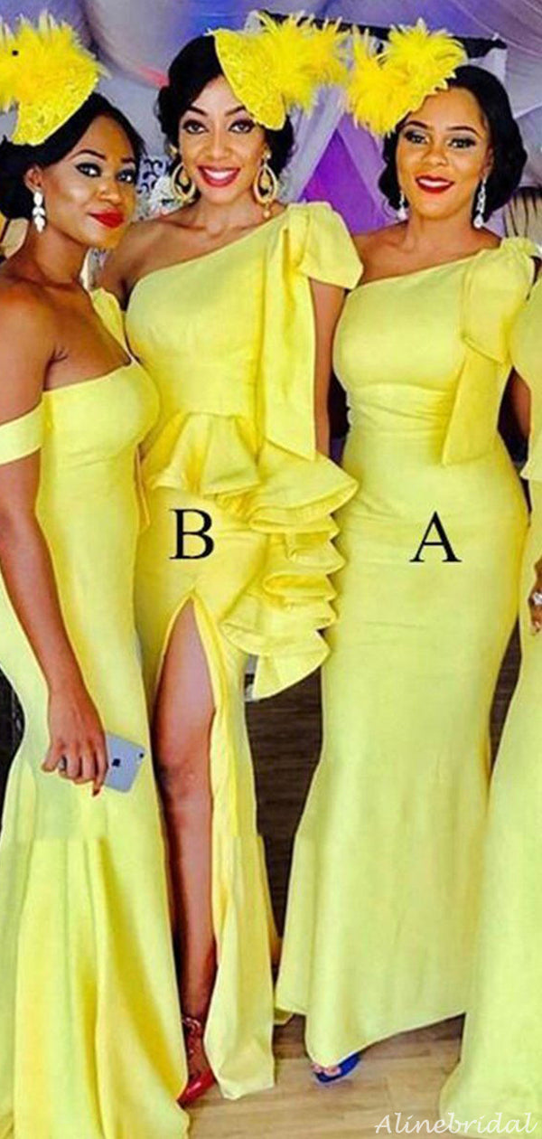bright yellow bridesmaid dresses