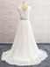 Long Custom White Simple Lace Elegant Wedding Prom Dress, PD0020