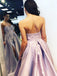 Strapless Sweetheart Applique Satin Split A Line Long Evening Prom Dresses, PD0026