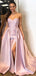Strapless Sweetheart Applique Satin Split A Line Long Evening Prom Dresses, PD0026
