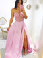 Strapless Sweetheart Satin A Line Side Slit Long Evening Prom Dresses, PD0036