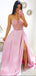 Strapless Sweetheart Satin A Line Side Slit Long Evening Prom Dresses, PD0036
