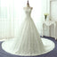 Vintage Ivory Lace Beading A-line Sweetheart Strapless Lace Up Back Gorgeous  Cathedral Train  Wedding Dress, AB1098