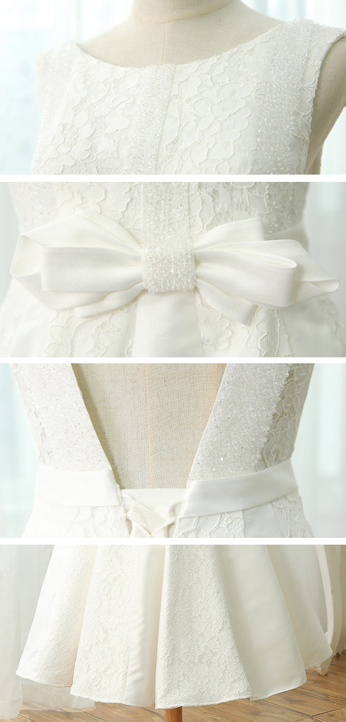 Cheap Charming Simple A-line Lace V-back Sleeveless  Elegant Tea-length Wedding Dress,Newest Prom Dress, AB1101