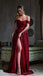 Elegant Off shoulder Sleeveless Side slit A-line Long Prom Dress, PD3610