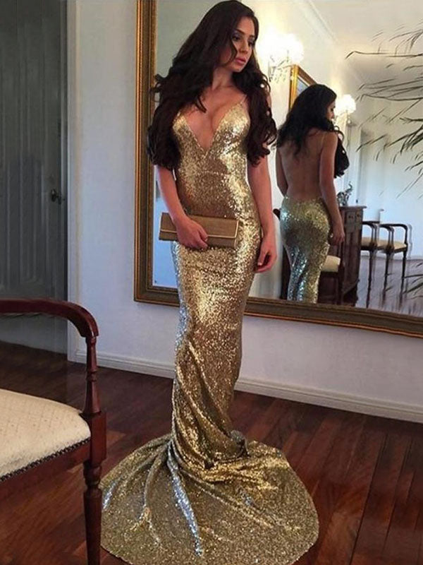 Sexy gold prom dress hotsell