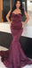 Sexy Strapless Sweetheart Burgundy Mermaid Long Prom Dress, PD3106