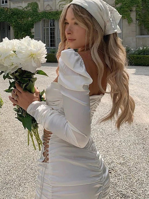 Sexy Sweetheart Long-sleeve White and Black Insta Girl Mini Homecoming AlineBridal Sexy Sweetheart Long-sleeve White and Black Insta Girl Mini Homecoming AlineBridal