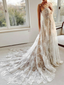 Charming Spaghetti Strap Sweetheart A-line Lace Long Wedding Dress, WD3014