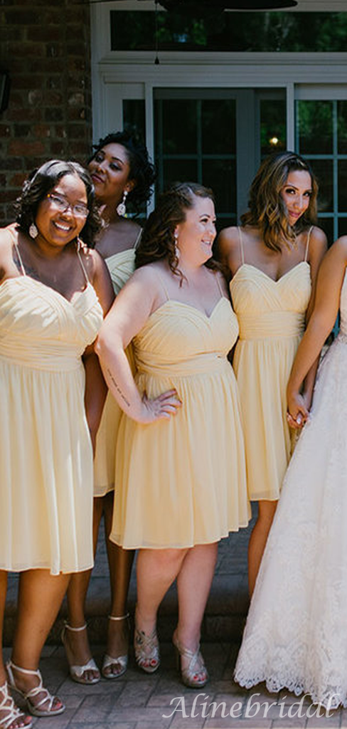 Pastel yellow 2025 bridesmaid dresses