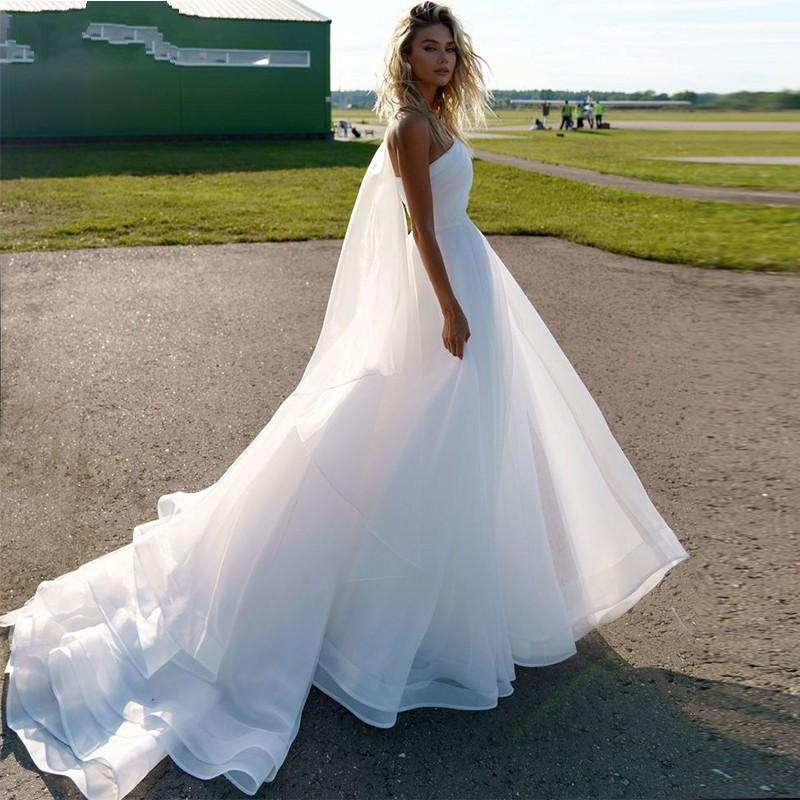 Classic One-shoulder Organza A-line Long Wedding Dress, WD3017 AlineBridal Classic One-shoulder Organza A-line Long Wedding Dress, WD3017 AlineBridal