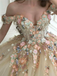 Beautiful Sweetheart Off-shoulder Floral Tulle A-line Prom Dress, PD3073