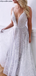 Sweetheart Spaghetti Strap Open Back A-line Lace Long Prom Dress, PD3045