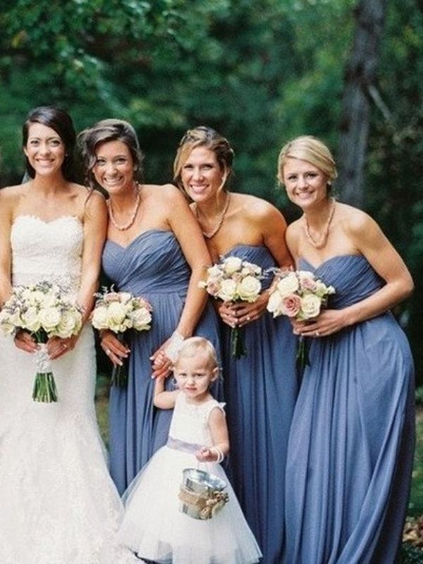 Sweetheart Straight-across Chiffon Long Bridesmaid Dress, BD3014