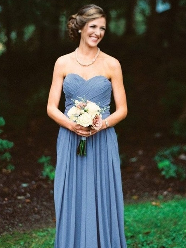 Sweetheart Straight-across Chiffon Long Bridesmaid Dress, BD3014