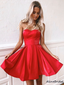 Red Sweetheart Strapless A-line Short Homecoming Dress, HD3025