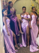 Sexy Lilac Lavender Purple Sweetheart Strapless Side Slit Long Cheap Bridesmaid Dress, BD3004
