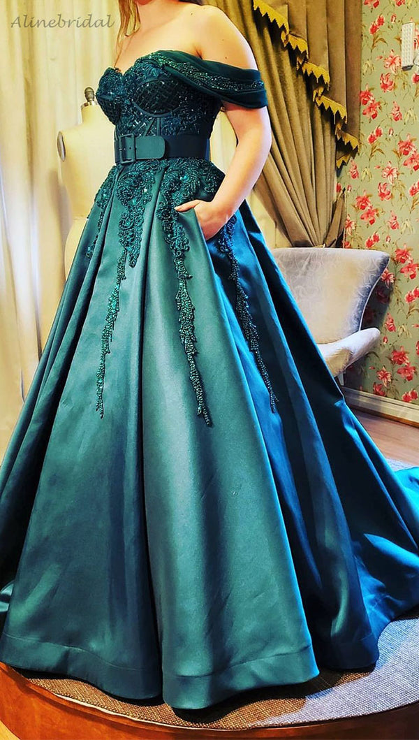 Teal Green Off-shoulder Sexy Sweetheart Top Lace A-line Long Prom Dres AlineBridal Teal Green Off-shoulder Sexy Sweetheart Top Lace A-line Long Prom Dres AlineBridal