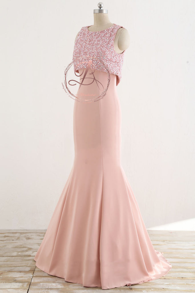pink two piece mermaid prom dress Hot Pink Long Sleeves Mermaid Two Pieces Lace Prom Dresses, Long Sleeves Mermaid Hot Pink Formal Dresses, Two Pieces Mermaid Hot Pink Evening Dresses