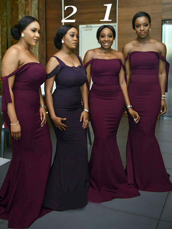 Two Style Mulberry Dark Purple Off-shoulder Mermaid Sleeveless Long Br AlineBridal Two Style Mulberry Dark Purple Off-shoulder Mermaid Sleeveless Long Br AlineBridal