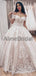 Gorgeous Off The Shoulder Lace Applique Ball Gown Train Long Wedding Dresses, WD1101