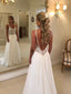 Fashion Lace Top Open Back Chiffon A Line Beach Wedding Dresses, WD1111