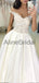 Pretty Cap Sleeves Lace Top Satin A Line Long Wedding Dresses, WD1113