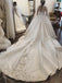 Gorgeous Long Sleeves Lace Applique A Line With Train Long Wedding Dresses, WD1114
