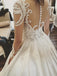 Gorgeous Long Sleeves Lace Applique A Line With Train Long Wedding Dresses, WD1114