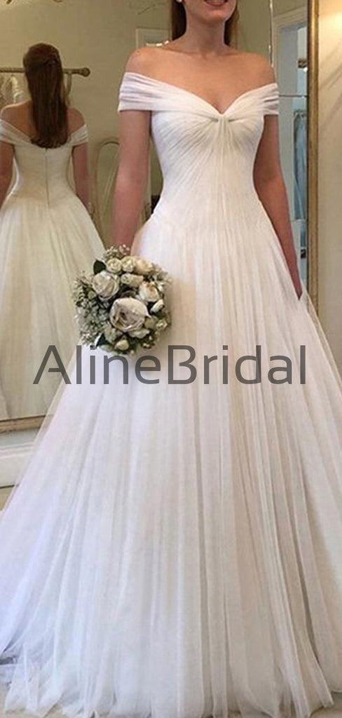 Fashion Chiffon Off The Shoulder Tulle Ball Gown Long Wedding Dresses, WD1106
