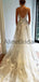 Spaghetti Strap Lace Applique Tulle A Line With Train Long Wedding Dresses, WD1115