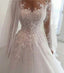 Vintage Floral Lace Mermaid  Wedding Dresses with Long Sleeves, WD1109