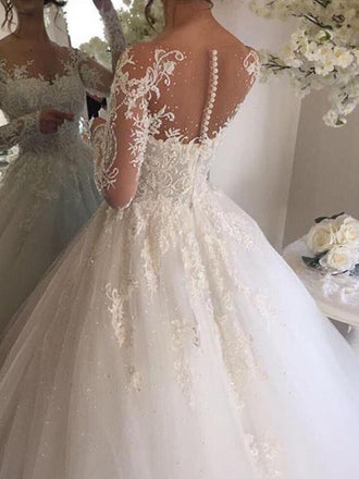 Vintage Floral Lace Mermaid  Wedding Dresses with Long Sleeves, WD1109